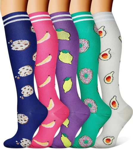 Miniatura 35 de FEYHAY Calcetines de compresión de cobre (5 pares) de 15-20 mmHg, la circulación es la mejor atlética y diaria para hombres y mujeres, correr