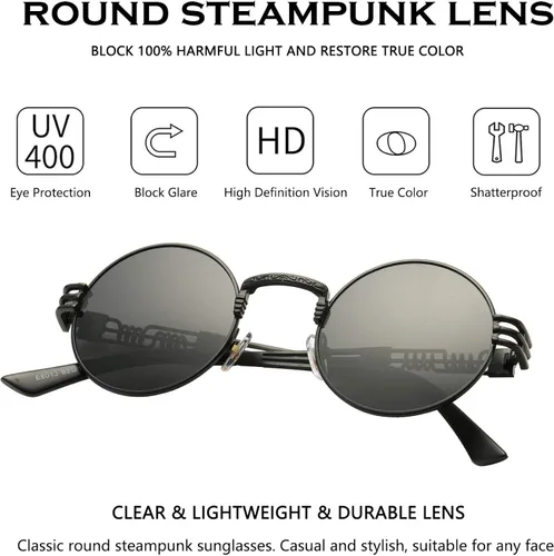 Miniatura 3 de DeBuff Gafas de sol retro redondas steampunk hippie