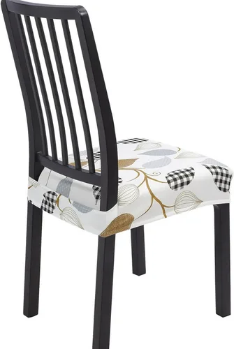 Miniatura 54 de SearchI - Fundas de asiento para sillas de comedor elásticas, juego de 6, fundas de asiento suaves extraíbles y lavables para sillas de comedor, Rojo