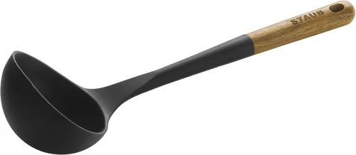 STAUB Cucharón de sopa, perfecto para servir sopa caliente, porcionar masa para panqueques y salsear pasta, silicona negra mate duradera sin BPA,