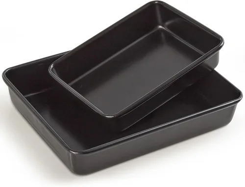 Juego de 2 sartenes para asar pesadas, sartenes rectangulares antiadherentes para hornear profundas, sartén para horno de lasaña de 0.031 in, 11