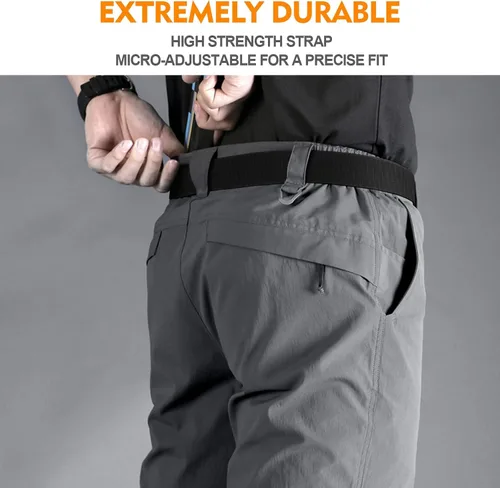 Miniatura 6 de Tactical Belt for Men 2-Pack, Military Style Stretch Nylon Work Hiking Belts, 1.5" Elastic Web Quick-Release Belt