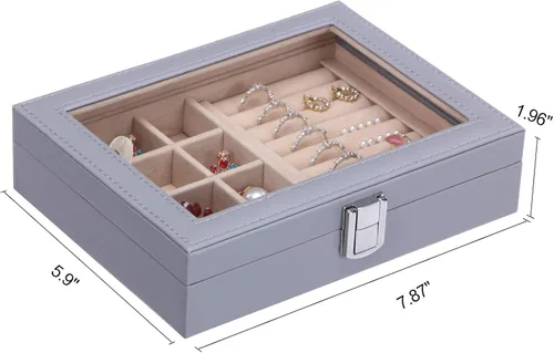 Miniatura 7 de BEWISHOME Soporte para anillos y organizador de aretes, organizador de almacenamiento de aretes para adolescentes y mujeres, bandejas organizadoras