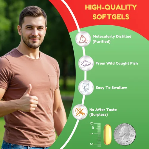 Miniatura 7 de Aceite de pescado Halal Omega 3 de 2000 mg - 60 porciones, 120 cápsulas blandas. Atrapado en la naturaleza, purificado, apto para dieta cetogénica