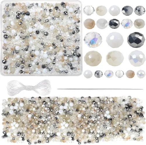 Miniatura 10 de TOAOB - 1000 cuentas de cristal Briolette de 0.157 in, 0.236 in, 0.315 in, cuentas espaciadoras facetadas Rondelle, cuentas sueltas negras