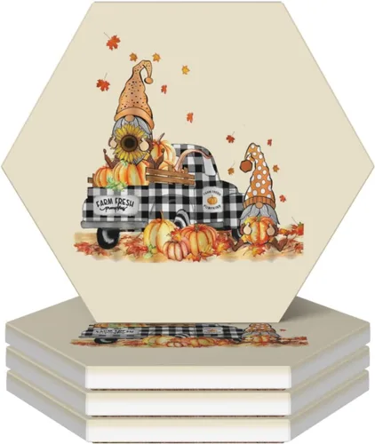 Miniatura 22 de Juego de 4 posavasos rojos de Navidad para mesa de café, tazas, bar, cerveza, escritorio, posavasos redondos de cerámica absorbente para mesa