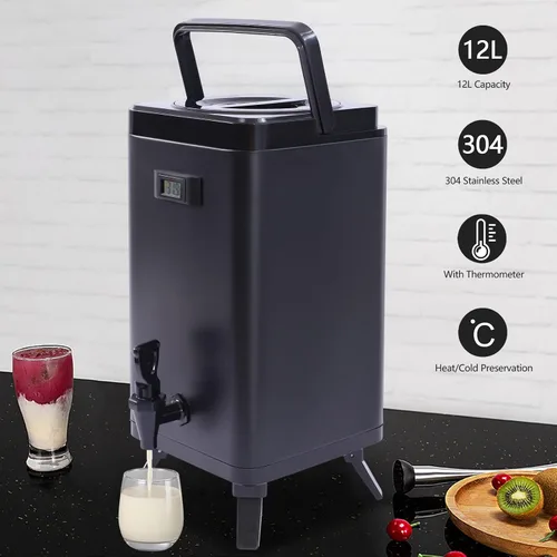 Miniatura 3 de Dispensador de bebidas aislado de acero inoxidable 304, dispensador térmico de bebidas frías y calientes, dispensador de bebidas de 12 litros/3.17
