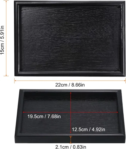 Miniatura 2 de PATIKIL Bandeja de madera para servir de 9 x 6 pulgadas, base exterior, bandeja decorativa rectangular para decoración del hogar, mesa de cocina