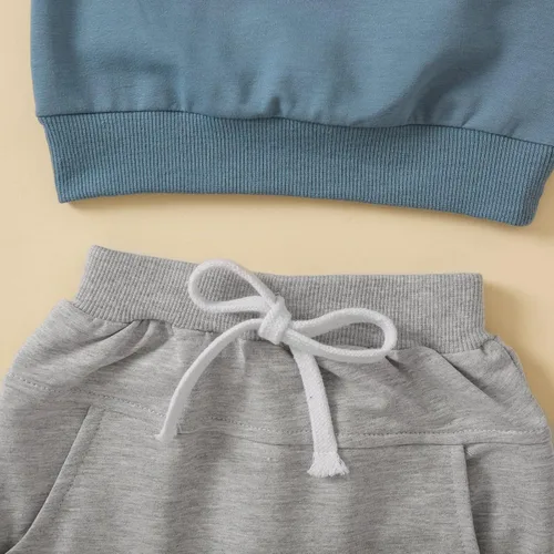 Miniatura 33 de Conjunto de 2 piezas de sudadera de manga larga con cuello redondo y pantalones casuales para bebés y niños pequeños
