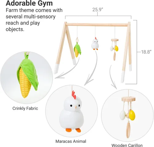 Miniatura 4 de Little Big Friends Gimnasio de actividades de madera para bebés - Gimnasio Montessori para bebés Fomenta las habilidades motoras y el desarrollo