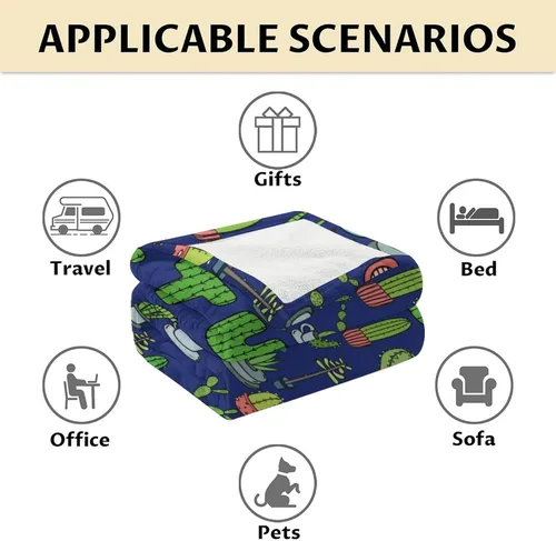 Miniatura 6 de Manta de cactus – Suave, mullida y cálida – Manta pequeña de 30 x 40 pulgadas para regazo y cuna, manta estética azul oscuro, regalo