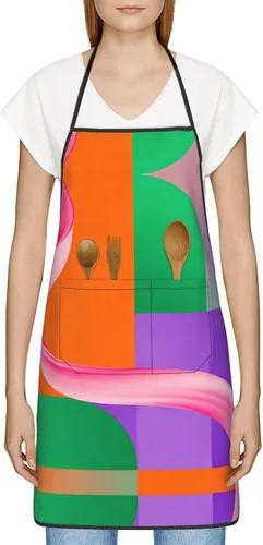 Miniatura 3 de Color graphics Apron with Pockets - Waterdrop Resistant Aprons for Women Men Ideal Apron for Home and Restaurant Use