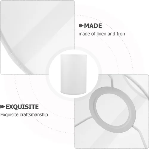 Miniatura 3 de Pantalla decorativa redonda para bombillas de lino y material, estructura simple para dormitorios y salas de estar, cubierta de lámpara de fácil