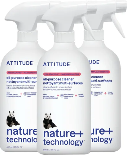 Miniatura 16 de ATTITUDE Spray limpiador multiusos, verificado por EWG, vegano, fabricado con 94% de ingredientes a base de plantas, sin rayas para cocina, baño