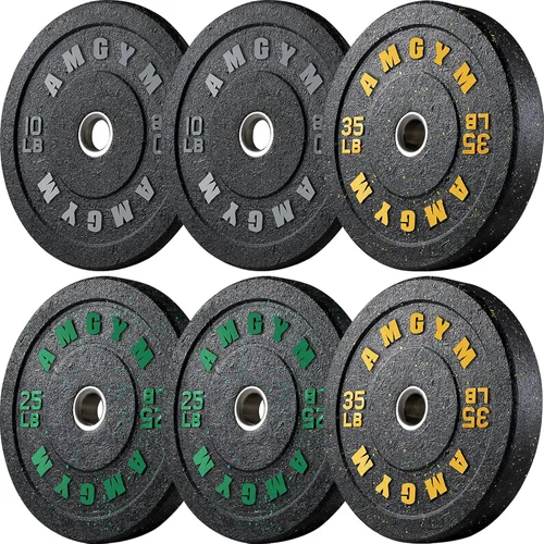 Miniatura 64 de Discos de peso olímpicos de 2 pulgadas y caucho para barras, discos para gimnasio en casa, entrenamiento de fuerza y levantamiento de pesas, 10 a