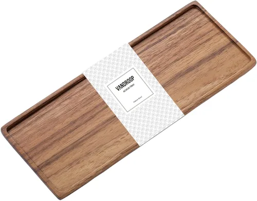 Miniatura 11 de Vandroop Bandeja de madera para servir, pequeñas bandejas decorativas para fiestas, aperitivos, té/café y queso, juego de 2 tablas de madera hechas