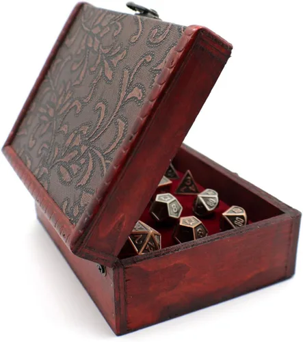 Miniatura 4 de Dos juegos de rol de dados de metal con baúl de almacenamiento para juegos de mesa