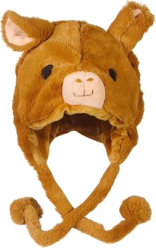 Miniatura 2 de Gorro de invierno con diseño de animal de peluche con orejas largas, con pompones en los extremos, para esquiar