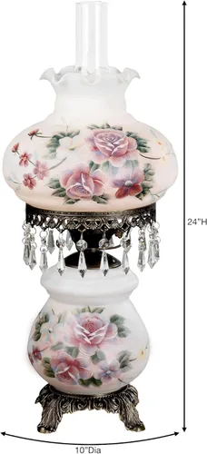 Miniatura 3 de Touch of Class Lámpara de Mesa Beatrice Hurricane Rosa - Estilo Victoriano - Perlas de Cristal, Vidrio - Estética Floral, Rosas - Eléctrica