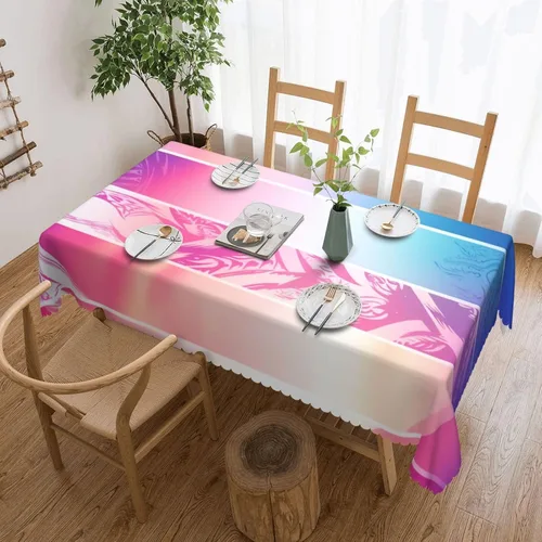 Miniatura 13 de KHiry Manteles rectangulares de 54 x 72 pulgadas, diseño de algunas olas e hibisco, impermeable, resistente, mantel decorativo, sin arrugas