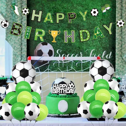 Miniatura 7 de Decoraciones de fiesta de cumpleaños de fútbol, globos de fútbol para hombres y niños, fiesta de cumpleaños deportiva, fiesta temática de fútbol