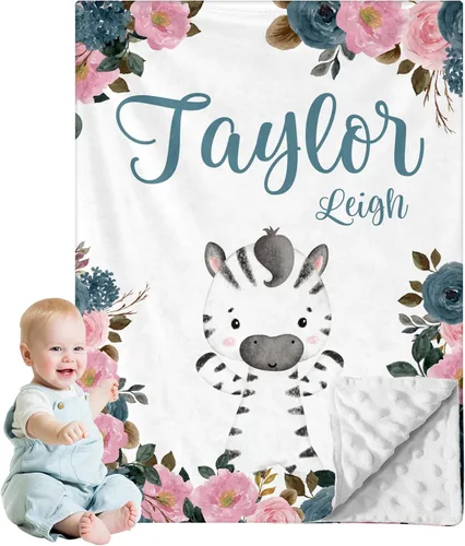 Miniatura 25 de Manta de bebé personalizada para niños, nombre personalizado con diseños de ratón, franela suave con respaldo de puntos de doble capa, manta 19 Ratón