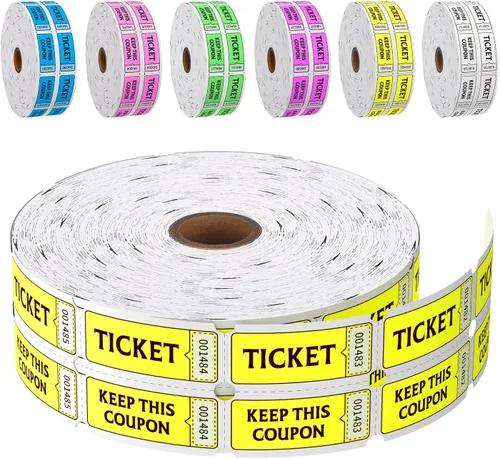 Miniatura 7 de Boletos para rifas de doble rollo 8000 boletos 50/50 para eventos, entrada, premio de clase, recaudación de fondos y premios