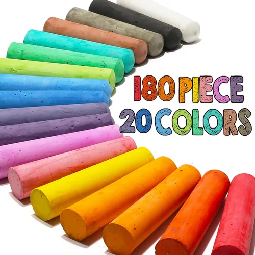 Miniatura 2 de Paquete de 180 tizas lavables para acera para niños, 20 colores no tóxicos, pintura de tiza jumbo a granel para actividades al aire libre de verano