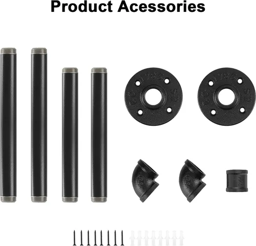 Miniatura 5 de Perchero Industrial de Tubo de Hierro para Colgar Ropa, Barra de Ropa Montada en Pared DIY, Estante de Ropa de Alta Resistencia para Dormitorio