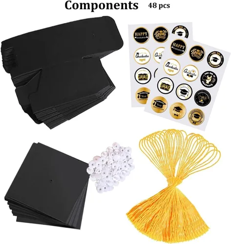 Miniatura 3 de Kliuytb Cajas de dulces con tapa de graduación 2026, decoraciones de fiesta de graduación de oro negro, cajas de recuerdo de fiesta de graduación