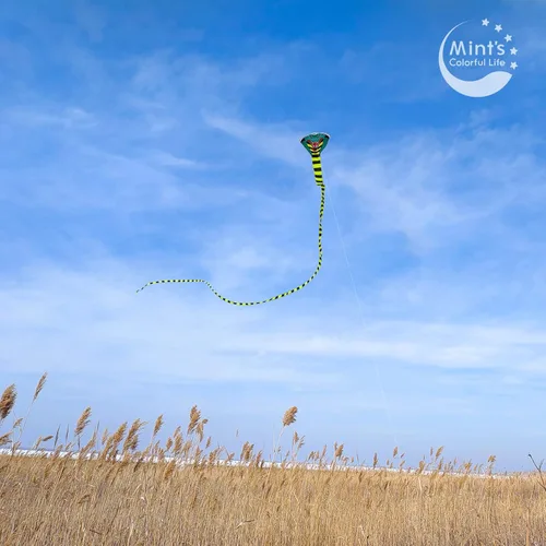 Miniatura 6 de Cometa grande de cobra para adultos y niños con cola súper larga, extra fácil de volar, las mejores cometas enormes para la playa, fiesta, campo