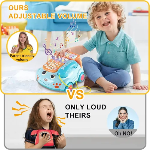 Miniatura 6 de Teléfono de juguete para bebés de dibujos animados Baby Piano Music Light Toy Juguete de regalo para niño y niña, regalo de educación temprana, azul
