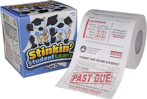 Laughing Smith Stinkin' Student Loans - Regalo de broma de papel higiénico falso - Broma de inodoro para estudiantes y graduados - Bromas para