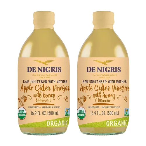 Miniatura 15 de De Nigris Vinagre de Manzana Orgánico Crudo y Sin Filtro 500ml (16,9 Oz) Vinagre de Manzana con Madre, una Fuente de Elementos Funcionales