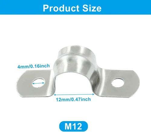 Miniatura 3 de Paquete de 25 correas rígidas M12, adecuadas para cables de acero inoxidable de menos de 1/2 pulgada, abrazadera de conducto de soporte en U