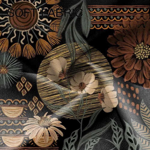 Miniatura 3 de Cortina de Ducha Floral Bohemia Negra Flores de Mediados de Siglo Botánica Moderna Elegante Estética Cortina de Ducha para Decoración de Baño