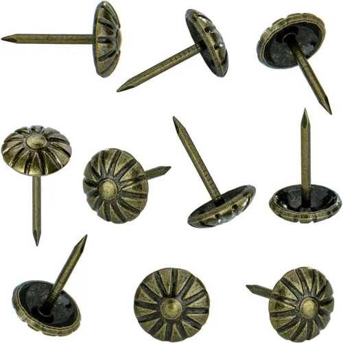 Miniatura 10 de Tachuelas de tapicería para muebles, clavos de tapicería vintage de 3/4 pulgadas, 100 tachuelas de muebles resistentes para tapicería, clavos