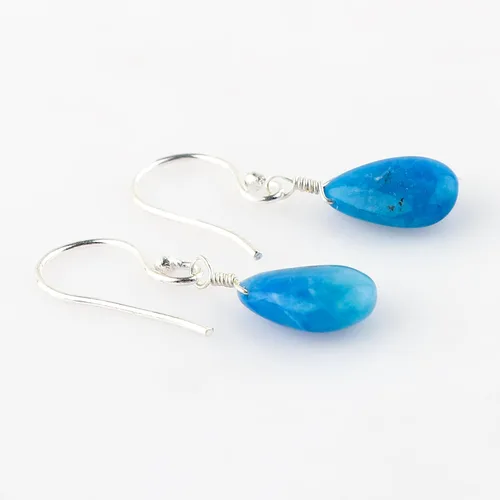 Miniatura 90 de Aretes de aro de cristal afganita natural Piedras afganas de alto grado Aretes chapados en plata Gota lisa Joyas de piedras preciosas hechas