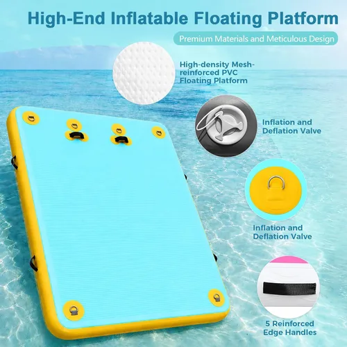 Miniatura 4 de Muelle inflable con rampa de agua, muelle flotante inflable antideslizante de 6 pulgadas de grosor para perros y adultos, plataforma flotante