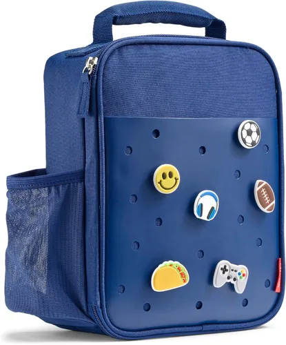 Miniatura 12 de Fit & Fresh Lonchera personalizable con dije para niños y niñas, lonchera infantil de fútbol con 6 dijes deportivos, bolsa de almuerzo reutilizable