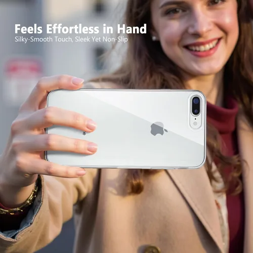 Miniatura 7 de FanTEK Compatible con iPhone 7 Plus, iPhone 8 Plus de 5.5 pulgadas, fundas de teléfono TPU de cristal transparente suave
