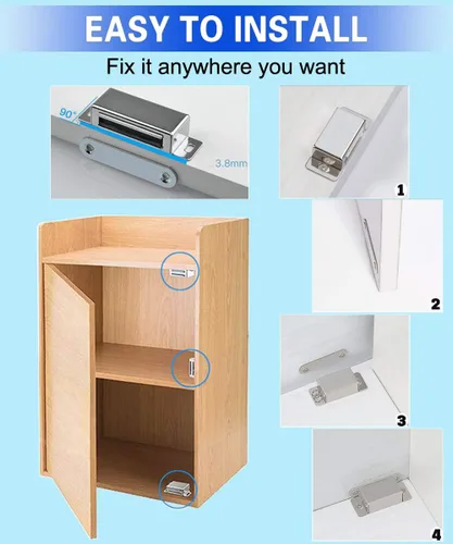 Miniatura 5 de WOOCH Pestillo magnético para puerta, 50 libras, de acero inoxidable de alta resistencia para cocina, baño, armario, armario, armario, puerta, cajón