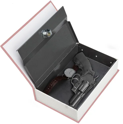 Miniatura 4 de Caja fuerte para libros de 9.5 x 6.3 x 2.3 pulgadas y 1.4 libras con cerradura de llave, caja fuerte oculta, mariposa de metal