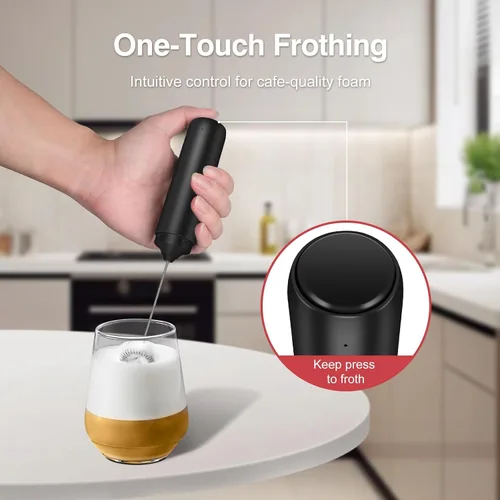 Miniatura 4 de Espumador de leche recargable, varita espumadora con tapa, mezclador de bebidas de mano con batidor de acero inoxidable