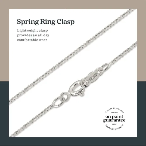 Miniatura 4 de KEZEF Sterling Silver Italian Box Chain Necklace for Women, Girls and Men Thin and Strong 0.7mm Solid 925 Silver Necklace with Spring Ring Clasp