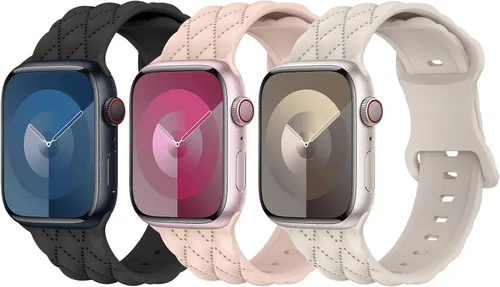 Miniatura 9 de Correa de silicona para Apple Watch para mujer de 1.575 in 1.496 in 1.614 in 1.732 in 1.811 in 1.772 in 1.654 in, correa deportiva de repuesto