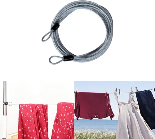 Miniatura 4 de GOMRQING 9.14m 3mm Cable de seguridad recubierto de acero trenzado para viajes al aire libre, cerradura de equipaje de seguridad, cable de alambre