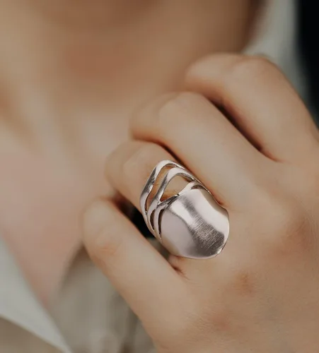 Miniatura 2 de Anillos de oro para mujer, anillo chapado en oro de 18 quilates, anillo grueso, banda de flores, diseño de máscara de cóctel, joyería para niñas