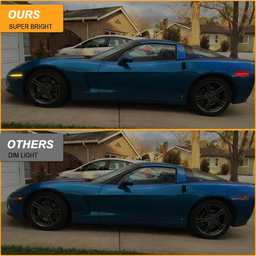 Miniatura 3 de R&F Auto 4 luces LED de posición laterales compatibles con Corvette C6 (2005-2013)/Z06/ZR1/Grand Sport/Z06 carbón ámbar rojo LED sidemarker lámparas