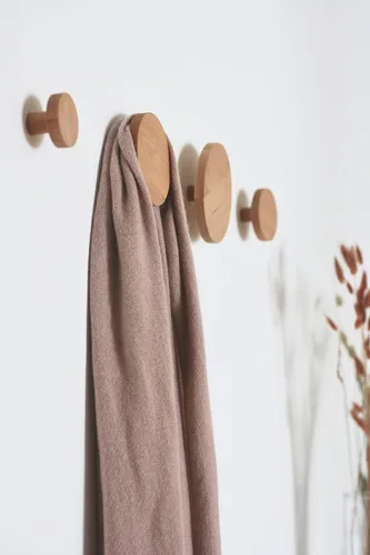 Miniatura 3 de Ganchos redondos de madera para colgar en la pared, perchas de madera para colgar en la pared, ropa, bufanda, sombrero, bolsa, toalla, decoración